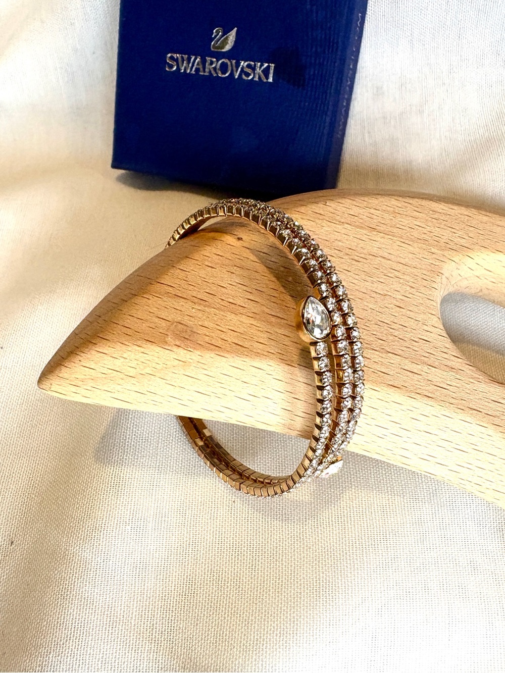 Swarovski Twisty Wrap Bracelet Rose Gold Tone With Silver Crystals